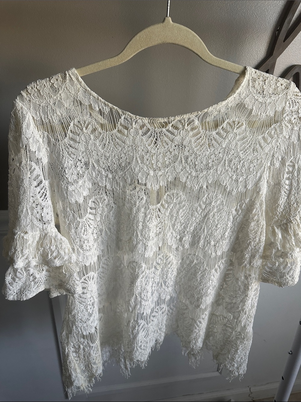 Daytrip Cream Lace Peasant Blouse